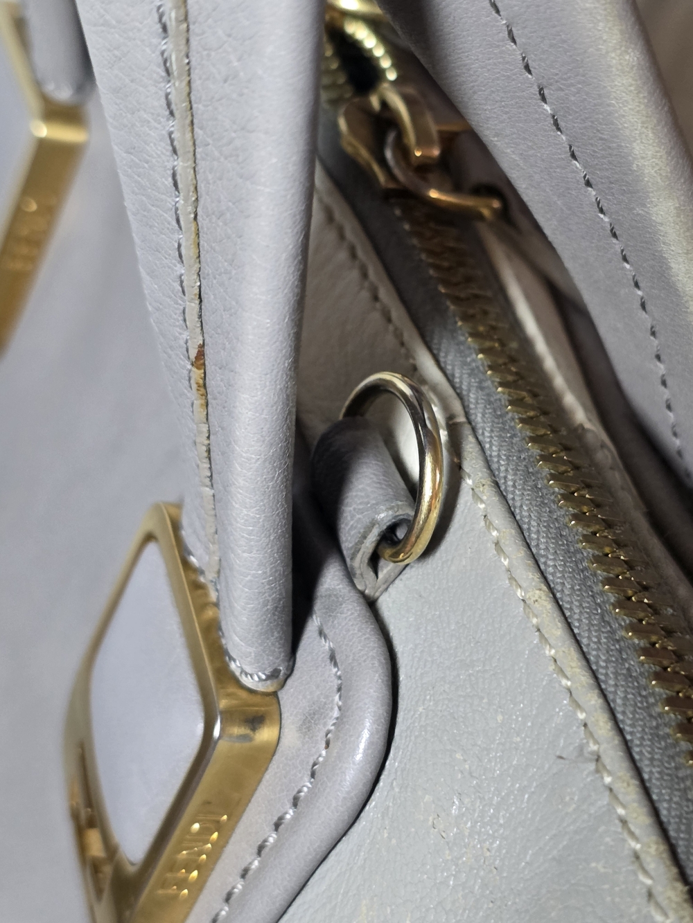 Beautiful Fendi Chameleon Satchel in a highly versatile, neutral colorblock. - Picture 10 of 16